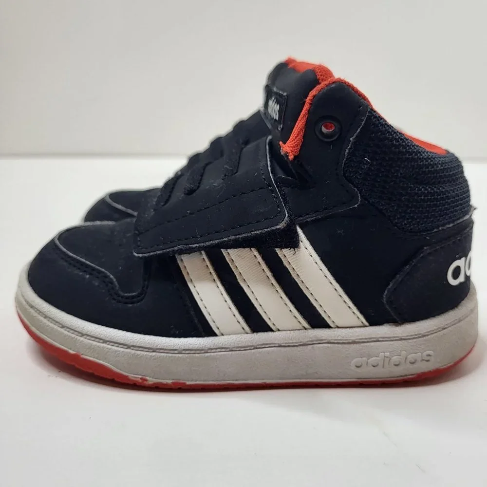 ADIDAS KIDS BLACK/WHITE HOOK & LOOP PBB 698007 SNEAKERS TODDLER SIZE 8K‎